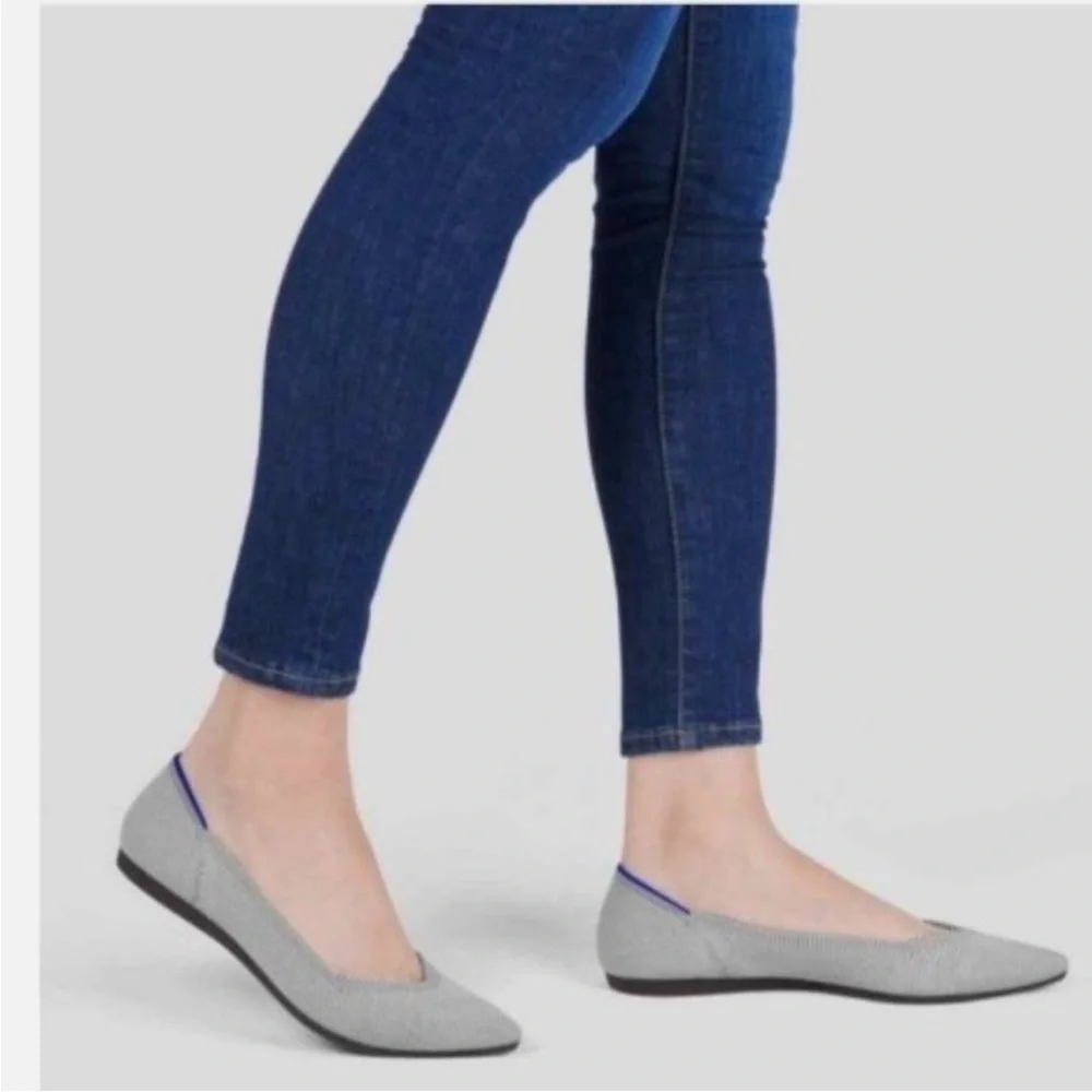 Rothy’s The Point Birdseye Light Grey “Retired“ Flats 8.5 Comfort